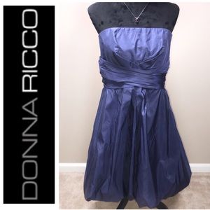 Donna Ricco Silk Strapless Bubble Hem Formal Dress Size 14